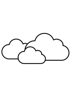 Página para Colorir Três Nuvens Simples