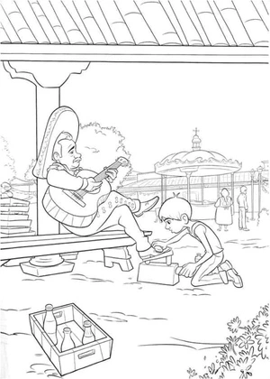 Página para Colorir Desenho Animado Coco Disney