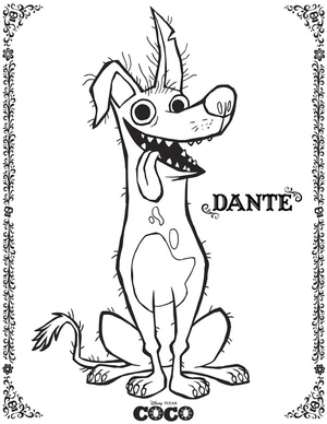 Página para Colorir Página para colorir do Coco da Disney com Dante
