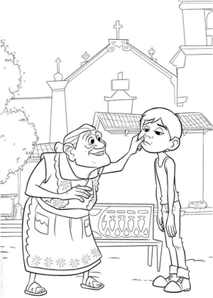 Página para Colorir Vovó e Miguel