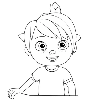 Personagem do Cocomelon sorrindo, fácil página para colorir Cocomelon, imprimível grátis