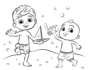 Página para Colorir Tommy e JJ de Cocomelon