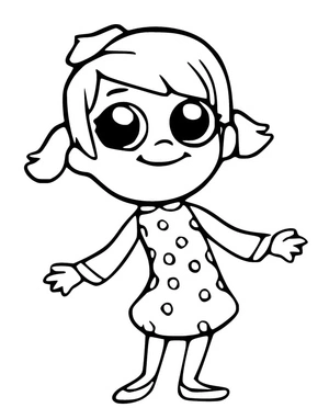 Menina sorridente, página de colorir fácil Cocomelon, imprimível grátis