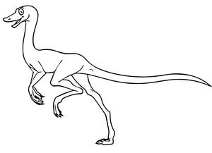 Dinossauro Coelophysis sorrindo, página de colorir fácil de Coelophysis, impressão gratuita
