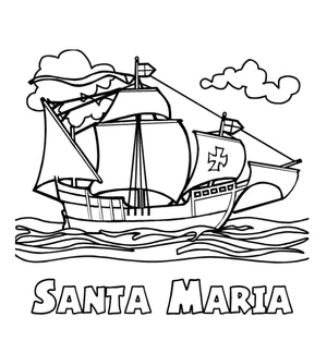 Página para Colorir Dia de Colombo em Santa Maria