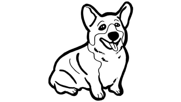 Página para Colorir Corgi Simples
