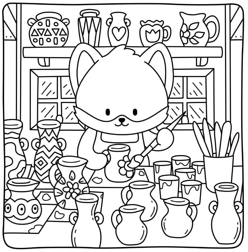 Página para Colorir Amigos Adoráveis da Casa