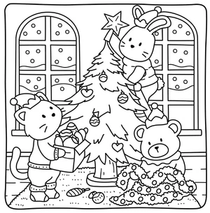 Página para Colorir Amigos da Casa de Natal