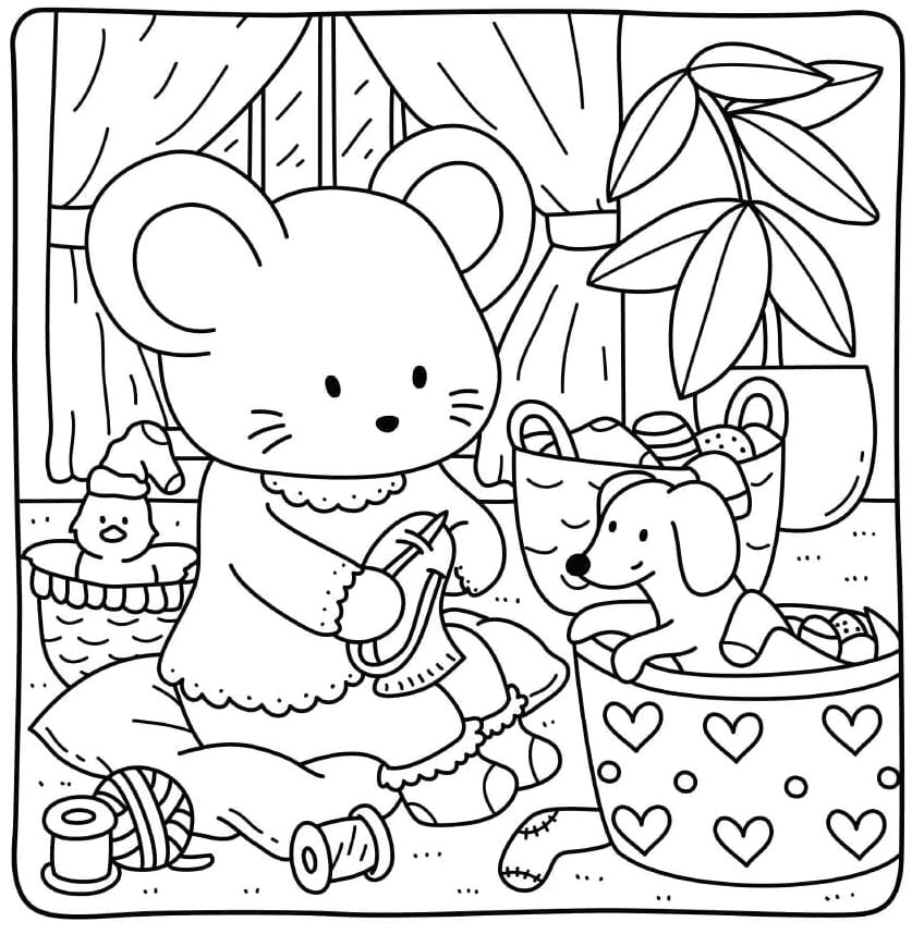 Página para Colorir Página para Colorir Casa dos Amigos Fofos para Crianças