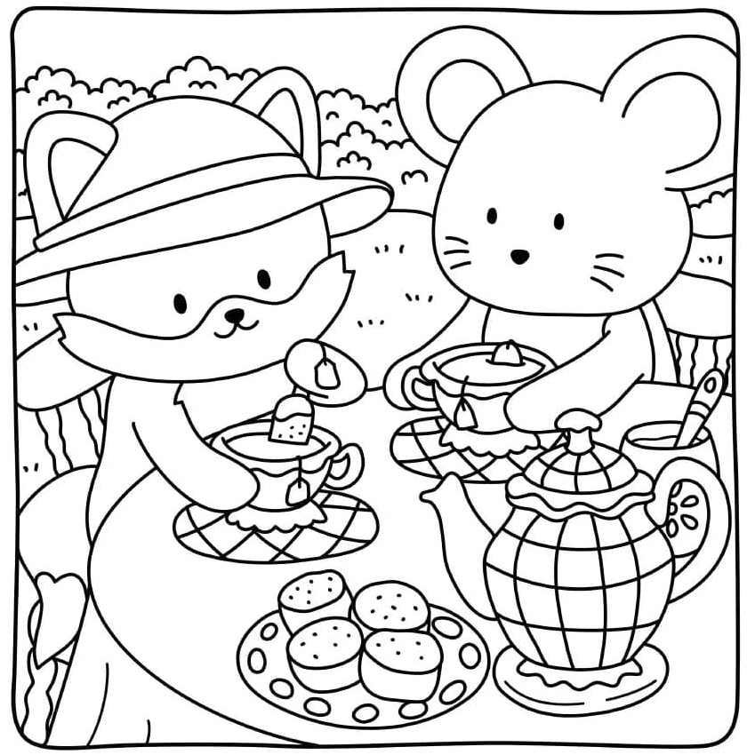 Página para Colorir Página de Colorir Grátis Amigos do Chalé