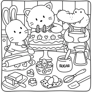 Página para Colorir Página Gratuita para Imprimir Amigos do Chalé
