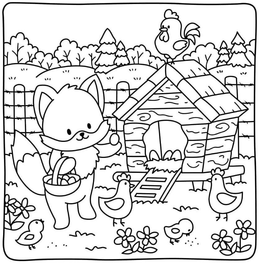 Página para Colorir Aventuras na Cabana dos Amigos para Crianças