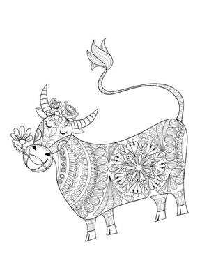 Vaca Fantasiosa com Mandala Floral