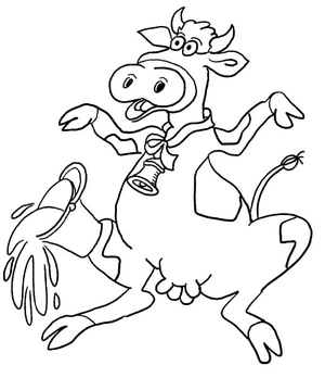 Página para Colorir Uma Vaca Cômica