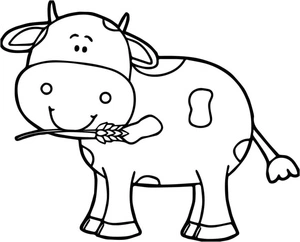 Página para Colorir Uma Vaca Sorridente
