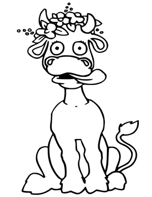 Página para Colorir Uma Vaca Brincalhona