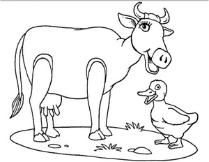 Página para Colorir Página para Colorir de Vaca e Pato