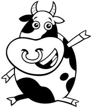 Página para Colorir Desenho Animado de Vaca