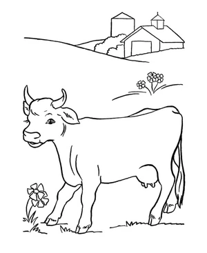 Página para Colorir Vaca na Fazenda