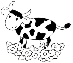 Página para Colorir Vacas e Flores