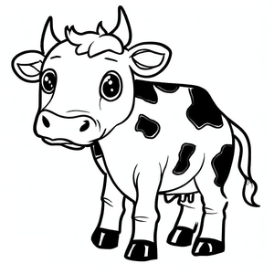 Ilustração Fofa de Vaca para Colorir