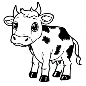 Página para Colorir Ilustração Fofa de Vaca para Colorir