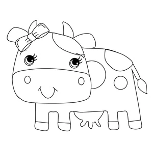 Página para Colorir Vaca Fofa