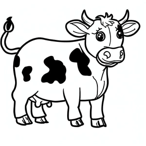 Página para Colorir Esboço Livre de uma Cena Bovina