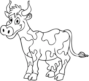 Página para Colorir Vaca Feliz Desenho Animado