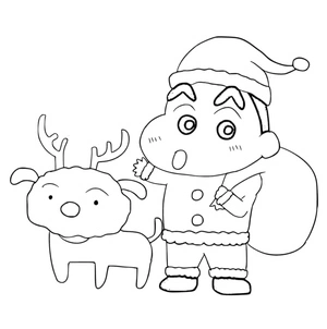 Shin-chan no Natal, página de colorir fácil Crayon Shin-chan, imprimível grátis
