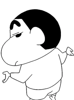 Shin Chan fazendo pose engraçada, fácil página para colorir Crayon Shin-chan, imprimível grátis
