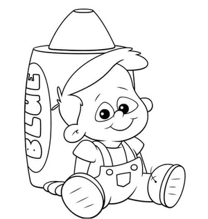 Página para Colorir Menino com seu giz de cera favorito