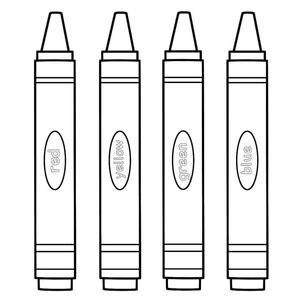 Página para Colorir Quatro Giz de Cera Coloridos