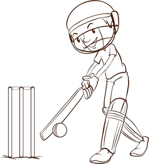 Página para Colorir Um menino jogando críquete