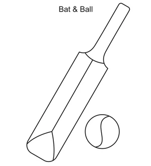 Página para Colorir Bola e taco para críquete