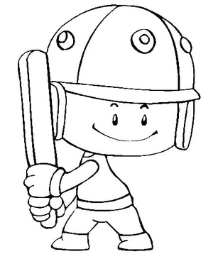 Página para Colorir Menino Jogando Críquete