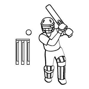 Página para Colorir Página para Colorir de Esportes de Críquete