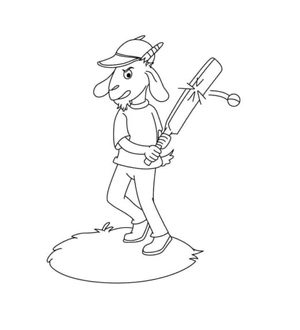 Página para Colorir Bode Jogando Críquete