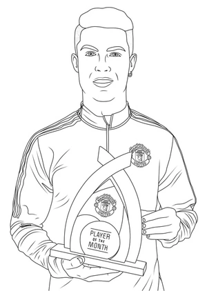 Página para Colorir Cristiano Ronaldo Segurando o Troféu