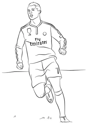 Página para Colorir Cristiano Ronaldo em Ação