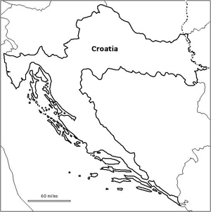 Página para Colorir do Mapa da Croácia