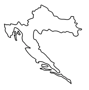 Página para Colorir Contorno do Mapa da Croácia