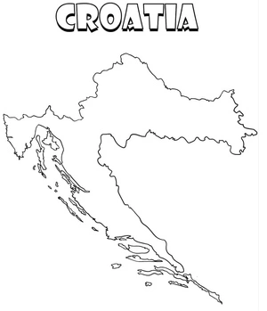 Página para Colorir Mapa da Croácia