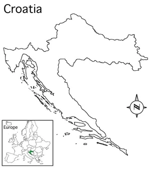 Página para Colorir Mapa da Croácia