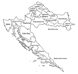 Página para Colorir Mapa da Croácia para Imprimir Grátis