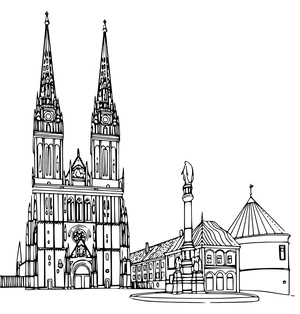 Página para Colorir Catedral de Zagreb