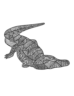 Página para Colorir Mandala de Crocodilo