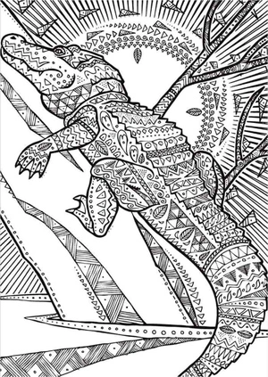 Página para Colorir Mandala Magnífica do Crocodilo