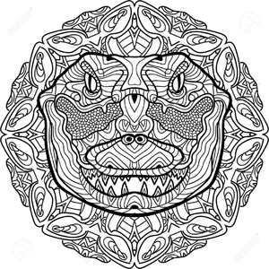 Página para Colorir Mandala da Cabeça de um Crocodilo