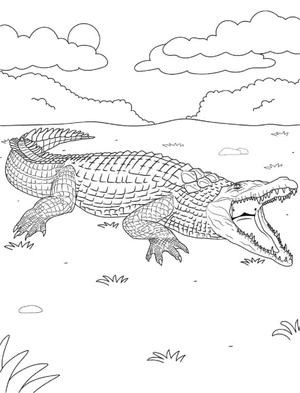Página para Colorir Mandala com Tema de Crocodilo Normal